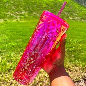 Pink 24oz Starbucks cold cup and keychain